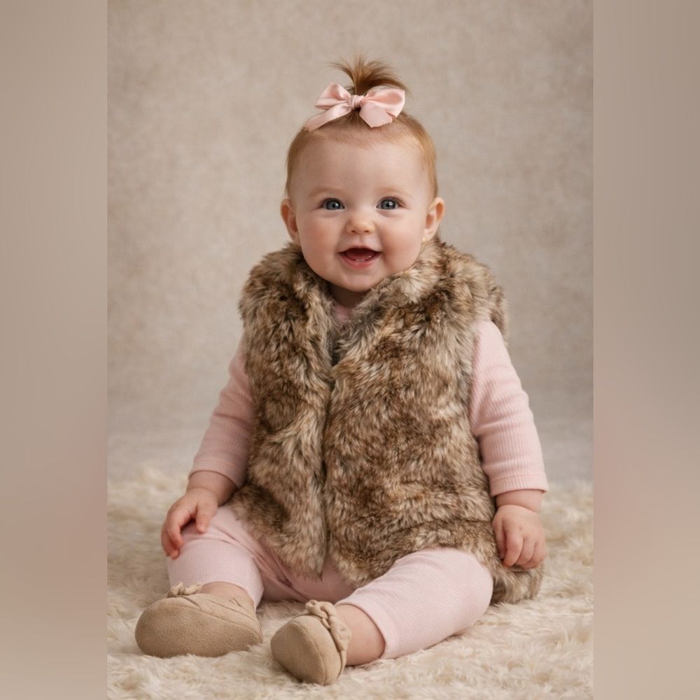 Starting Out Faux Fir Zip Up Vest Size 6 Months